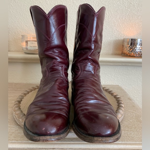Justin Boots Other - JUSTIN Burgundy Leather Roper Cowboy BOOTS  - 3037  Mens size 9